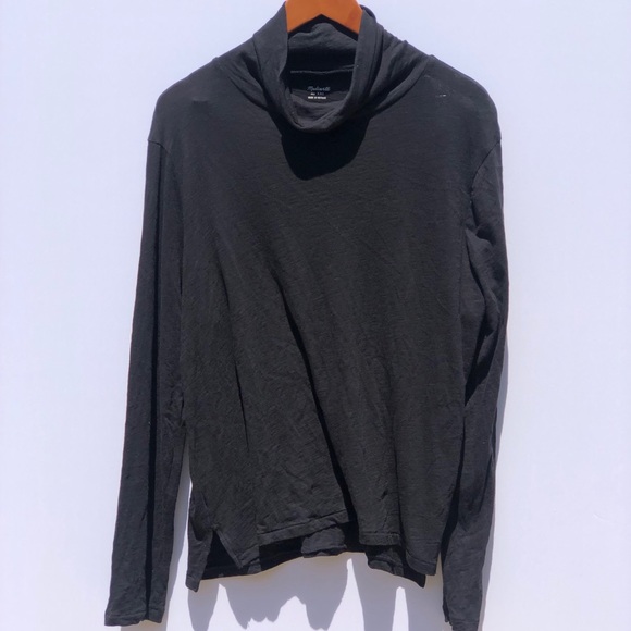 Madewell Whisper Cotton Black Thin Turtleneck - Picture 3 of 6